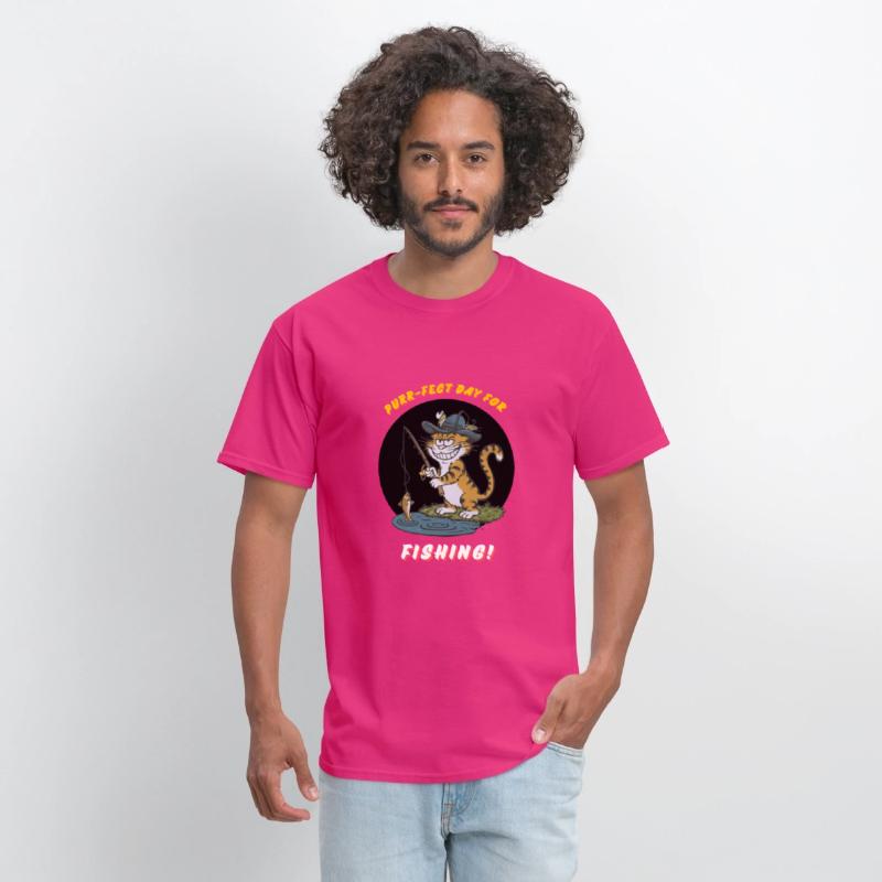 cool fishing cat funny design T-Shirt