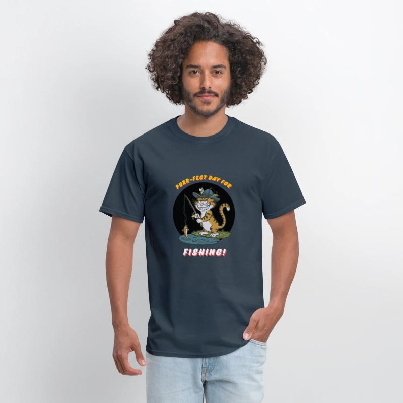 cool fishing cat funny design T-Shirt