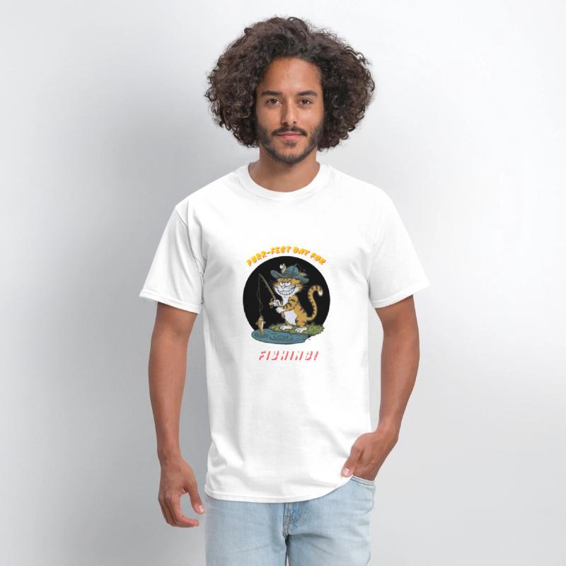 cool fishing cat funny design T-Shirt
