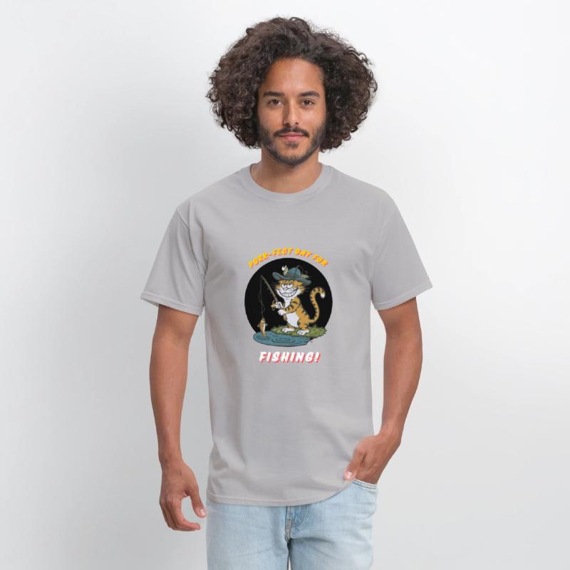 cool fishing cat funny design T-Shirt