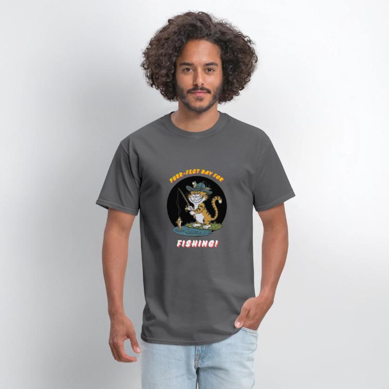 cool fishing cat funny design T-Shirt