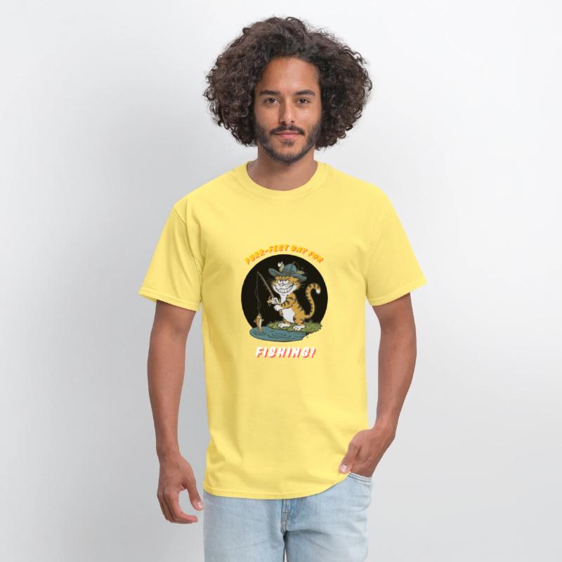 cool fishing cat funny design T-Shirt