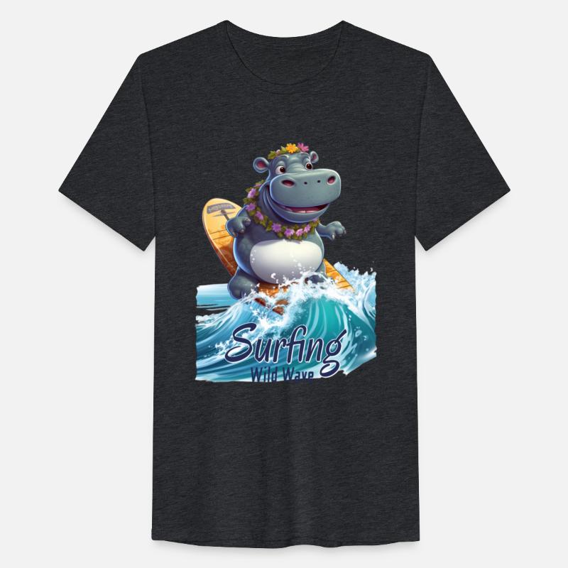 Cool Hippo with a Surfboard - Surfer