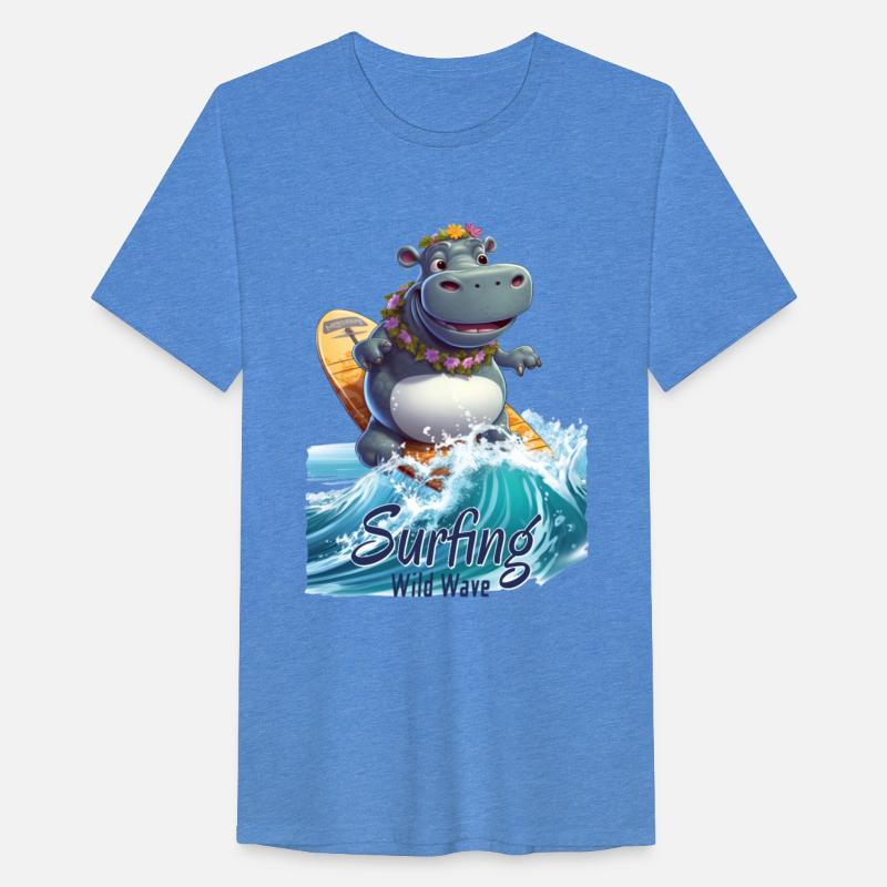 Cool Hippo with a Surfboard - Surfer