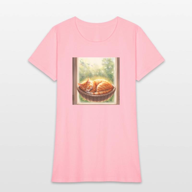 Cozy Cat Napping by Window Scene