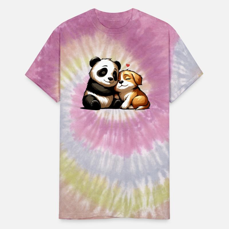 Cuddling Dog And Panda In Love