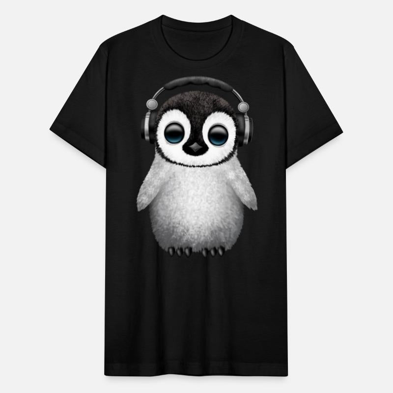 Cute Baby Penguin Dj Wearing Headphones