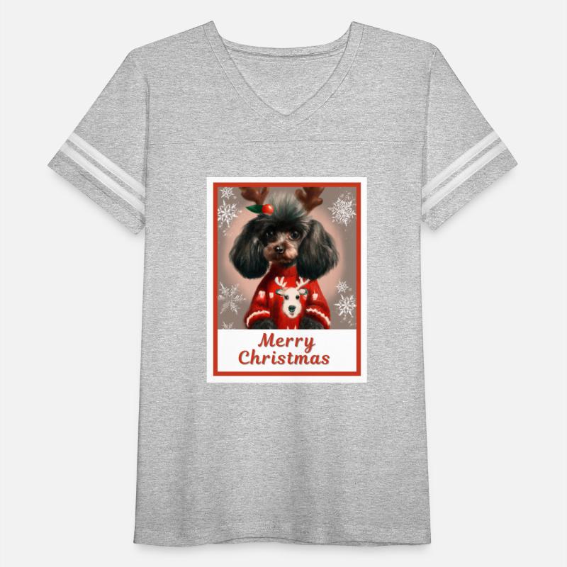 Cute doggy (black miniature poodle) in a festive