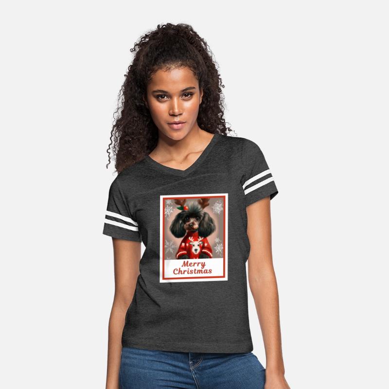 Cute doggy (black miniature poodle) in a festive