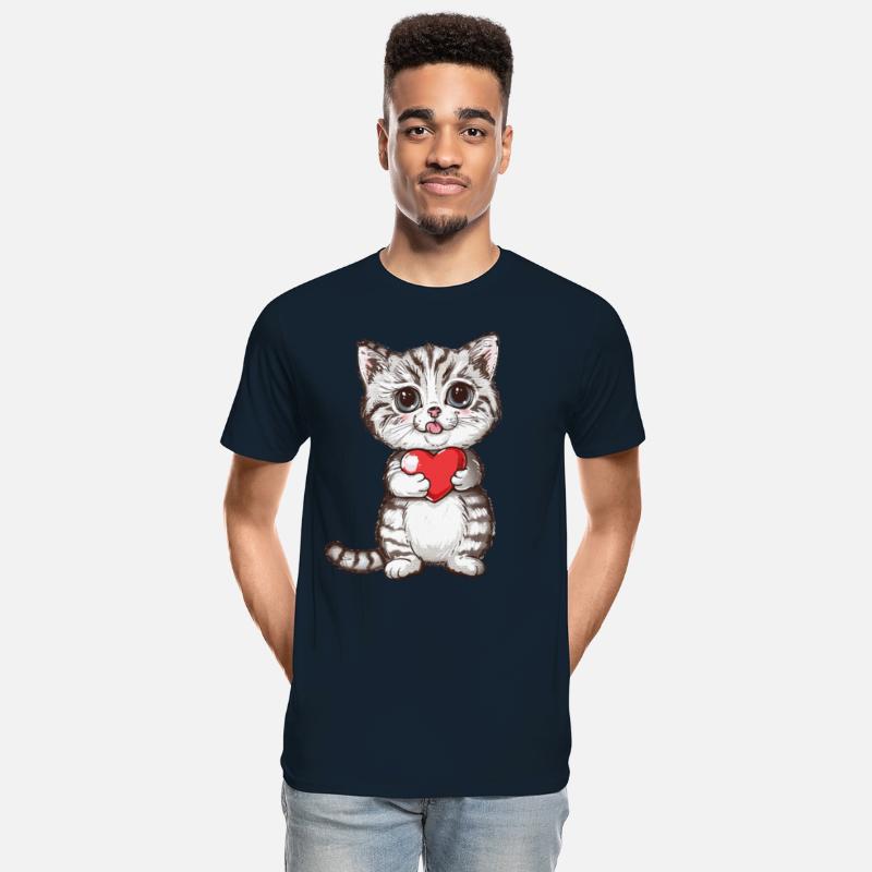 Cute Kitten Holding Red Heart Adorable Love Cat