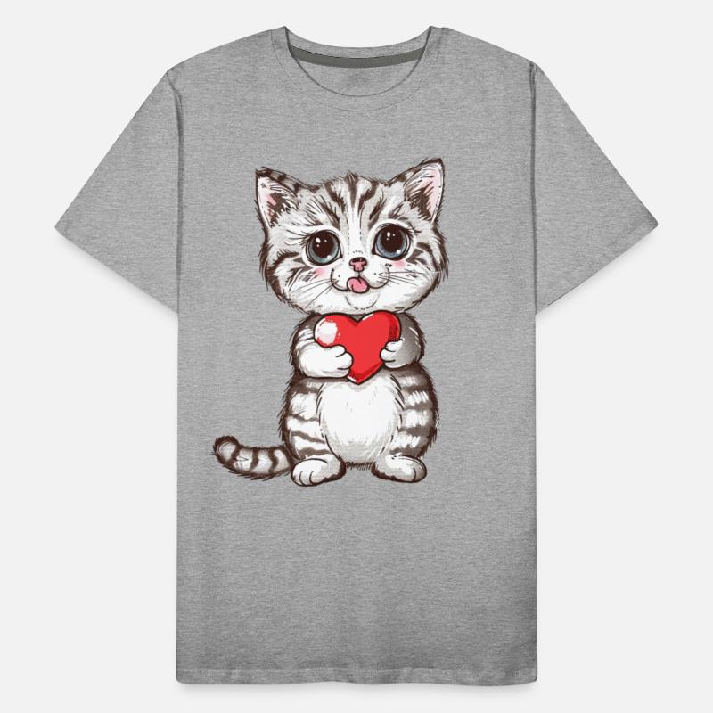 Cute Kitten Holding Red Heart Adorable Love Cat