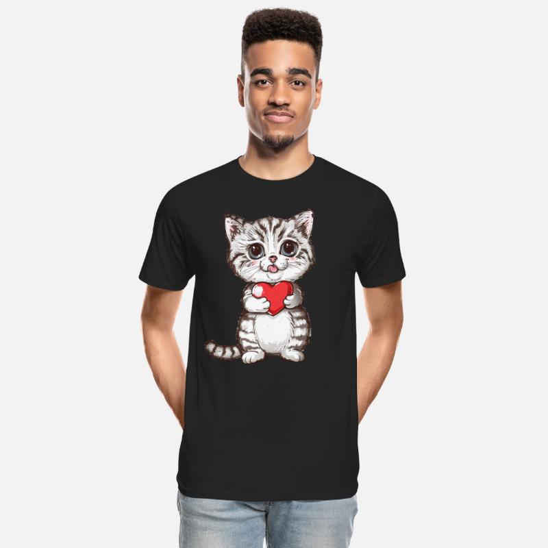 Cute Kitten Holding Red Heart Adorable Love Cat