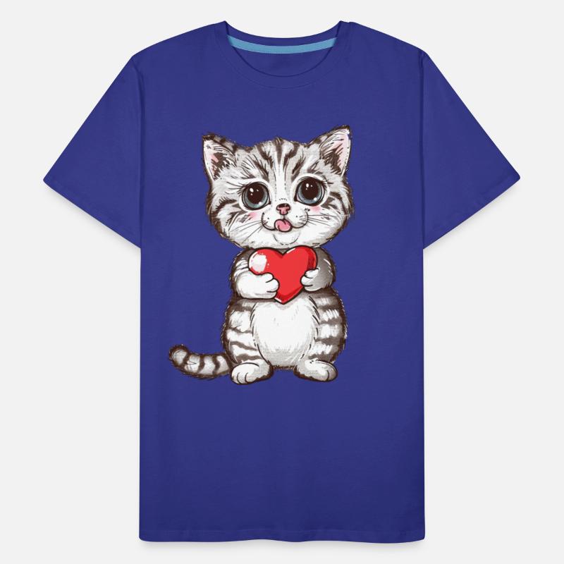 Cute Kitten Holding Red Heart Adorable Love Cat