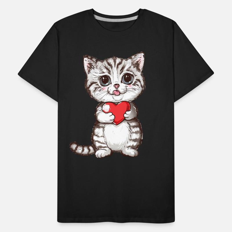 Cute Kitten Holding Red Heart Adorable Love Cat