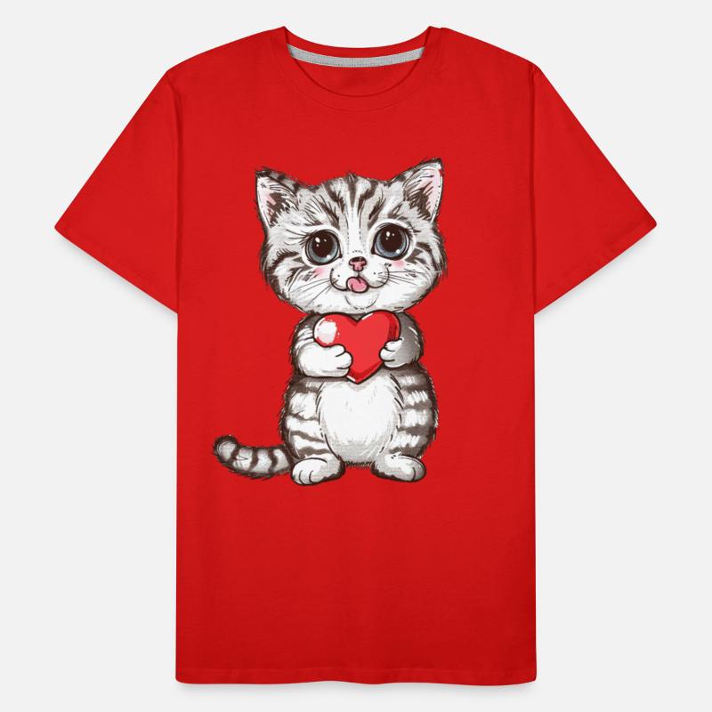 Cute Kitten Holding Red Heart Adorable Love Cat