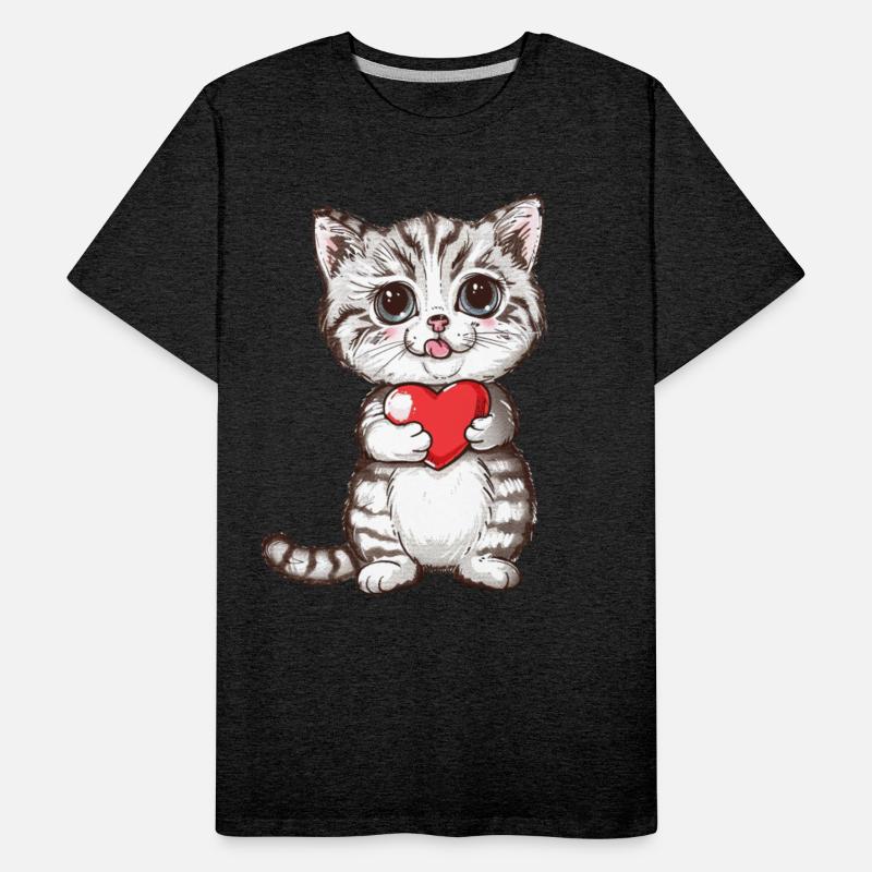 Cute Kitten Holding Red Heart Adorable Love Cat