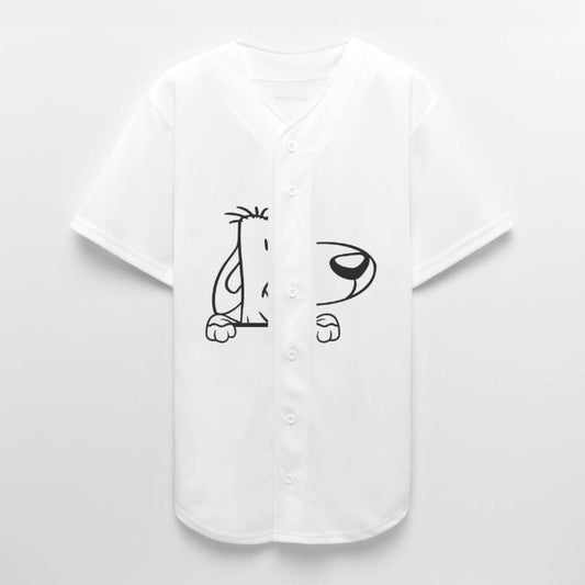 Dog Behind Wall Fence Sign Looks Funny Cheeky Cool