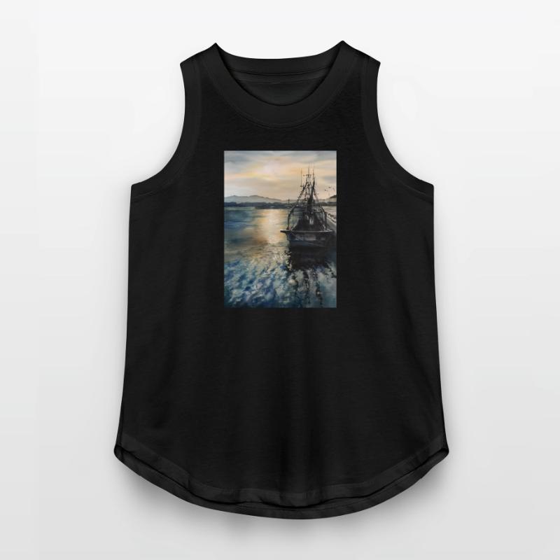 Fishing Boat At Evening In Watercolors