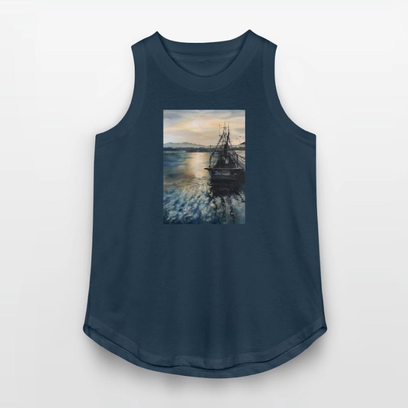 Fishing Boat At Evening In Watercolors