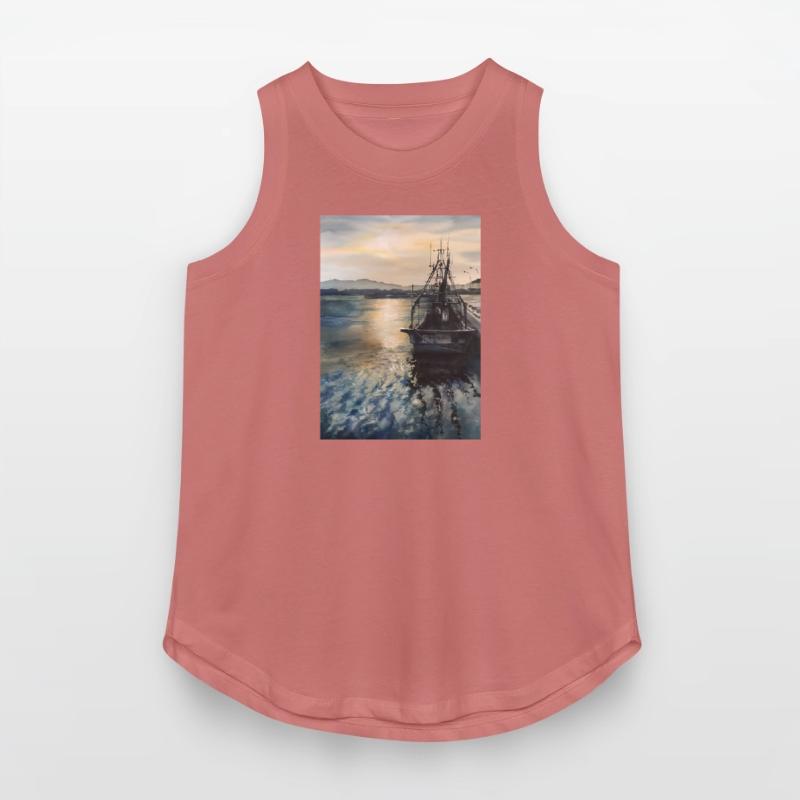 Fishing Boat At Evening In Watercolors