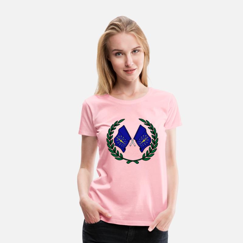 Flags USA Indiana in laurel wreath