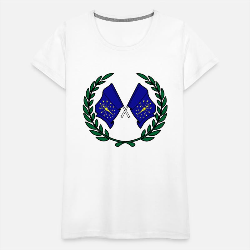 Flags USA Indiana in laurel wreath