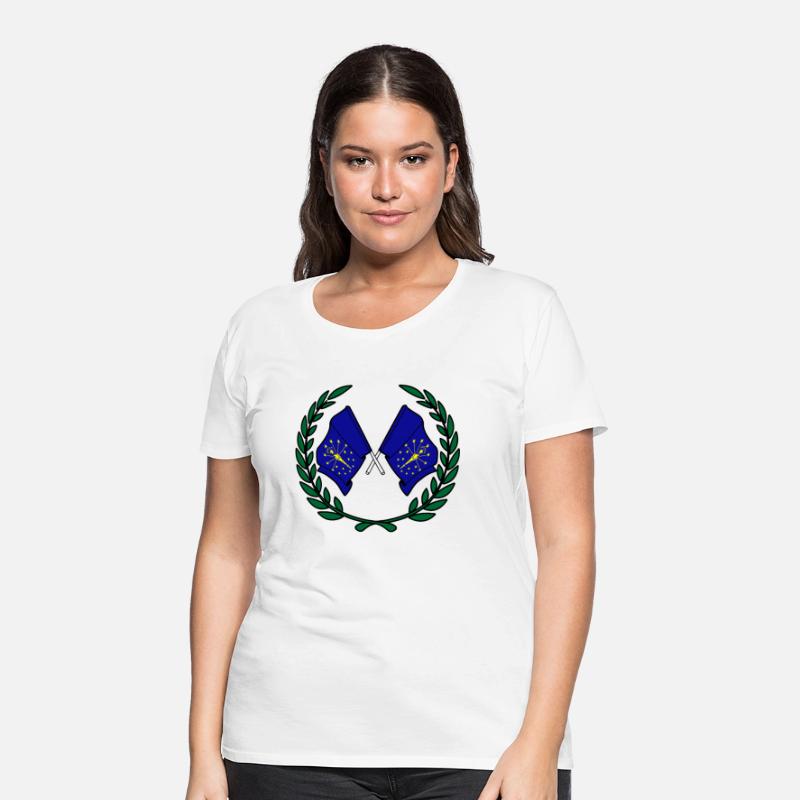 Flags USA Indiana in laurel wreath