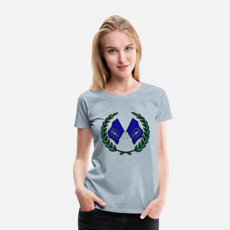 Flags USA Indiana in laurel wreath