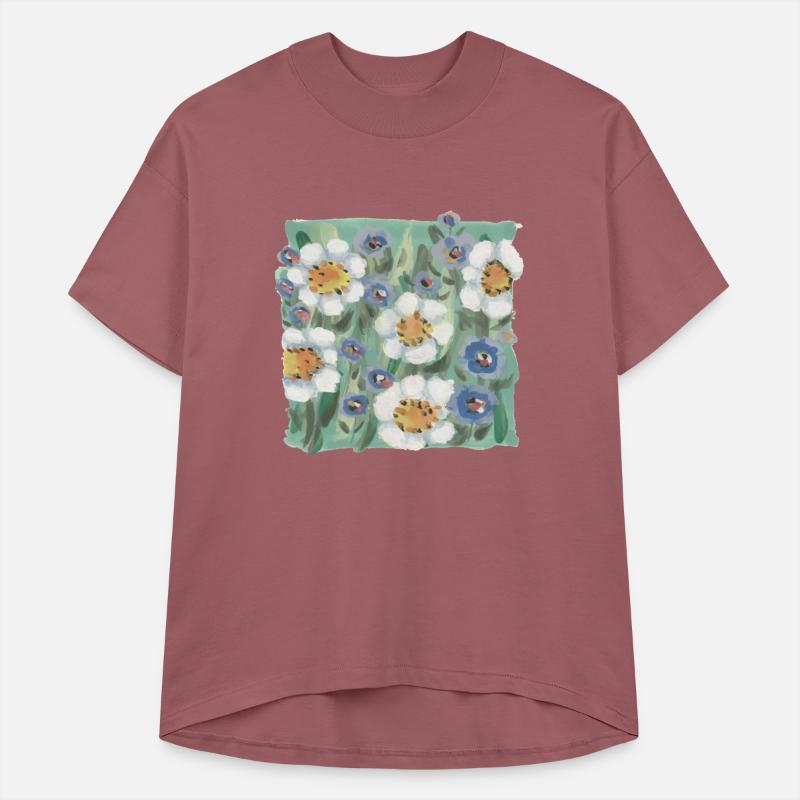 Floral Composition of Daisies and blue flowers