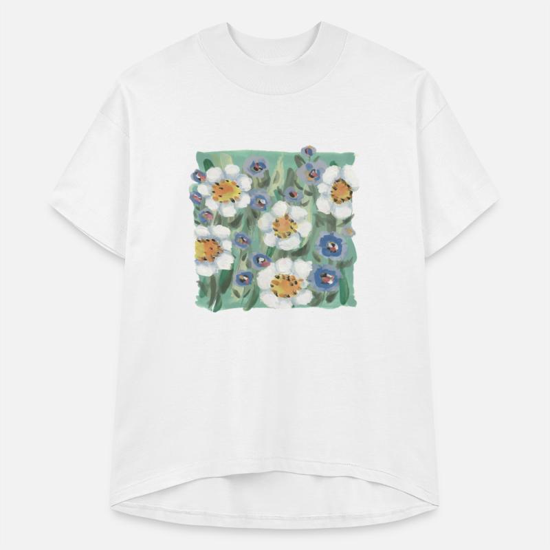 Floral Composition of Daisies and blue flowers