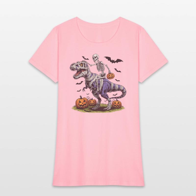 Funny Halloween Skeleton Riding Mummy Dinosaur Boy