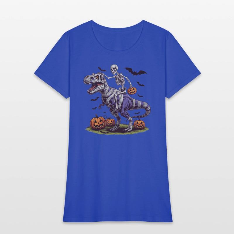Funny Halloween Skeleton Riding Mummy Dinosaur Boy