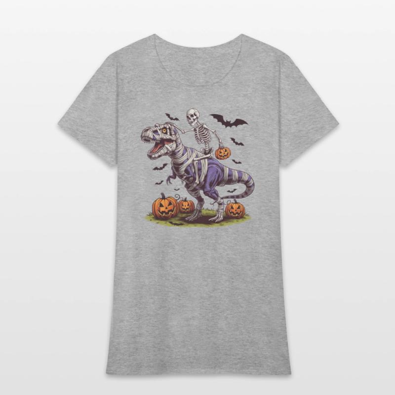 Funny Halloween Skeleton Riding Mummy Dinosaur Boy
