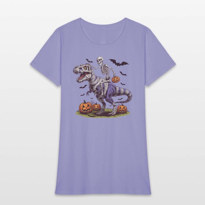 Funny Halloween Skeleton Riding Mummy Dinosaur Boy