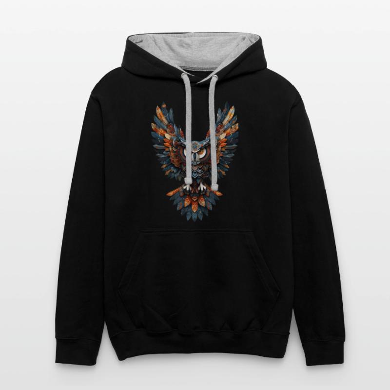 "Geometric Owl Art - Tribal Style Graphic T-Shirt"