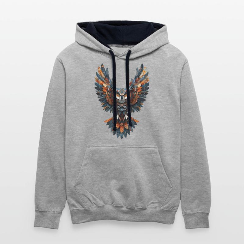 "Geometric Owl Art - Tribal Style Graphic T-Shirt"