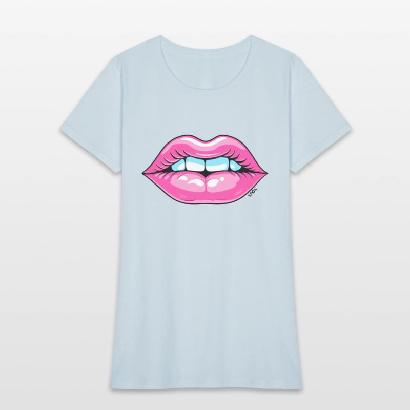 Glossy Pink Lips with Bite Expression