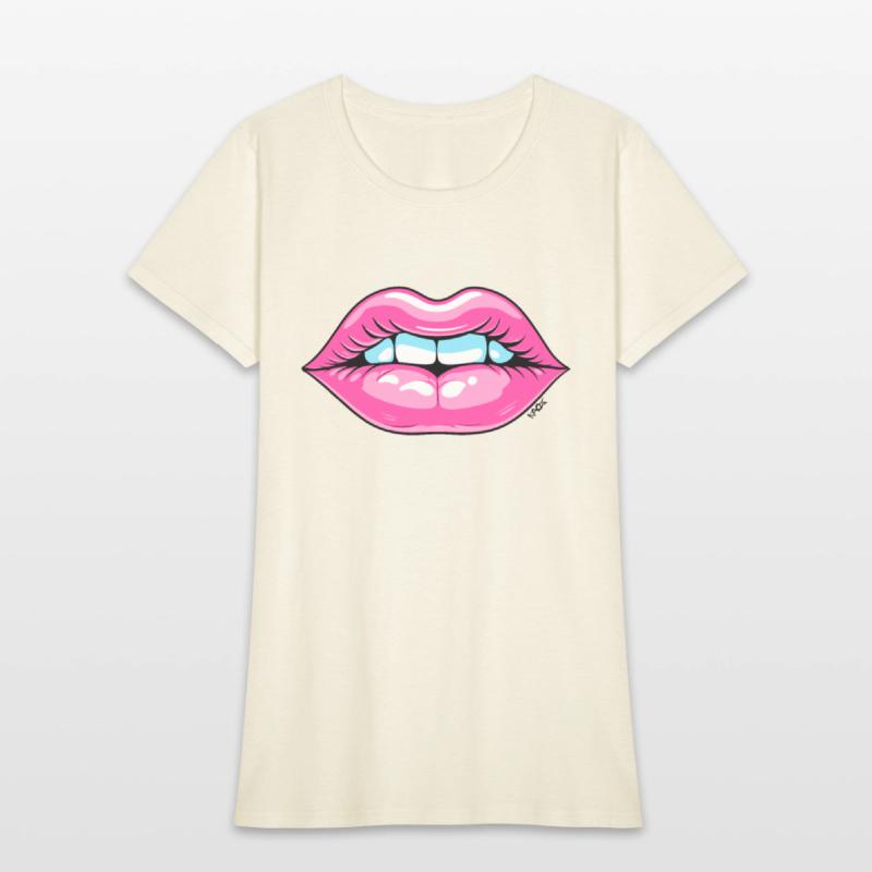 Glossy Pink Lips with Bite Expression