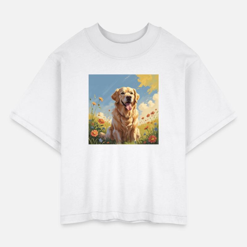Golden Retriever in Spring Meadow