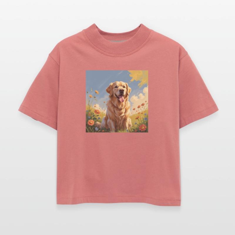 Golden Retriever in Spring Meadow