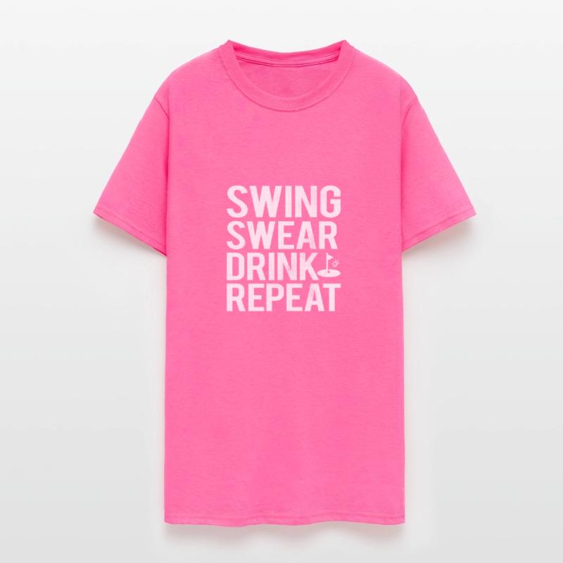 Golfer Swing Swear Drink Repeat Funny Golf