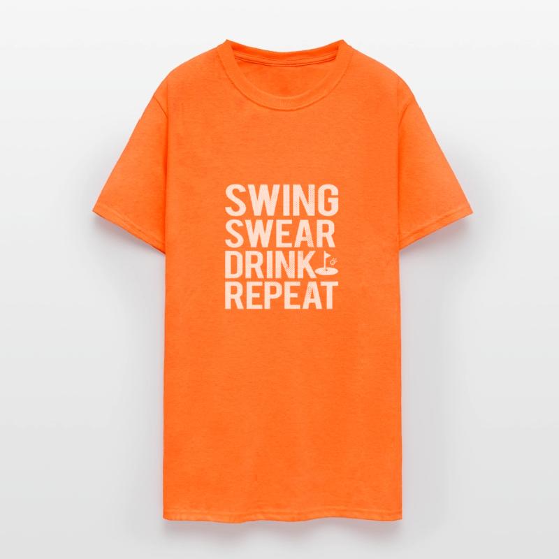 Golfer Swing Swear Drink Repeat Funny Golf