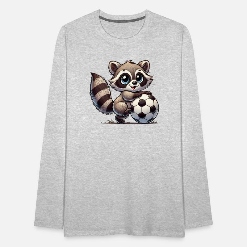 happy raccoon playing with a soccer ball
