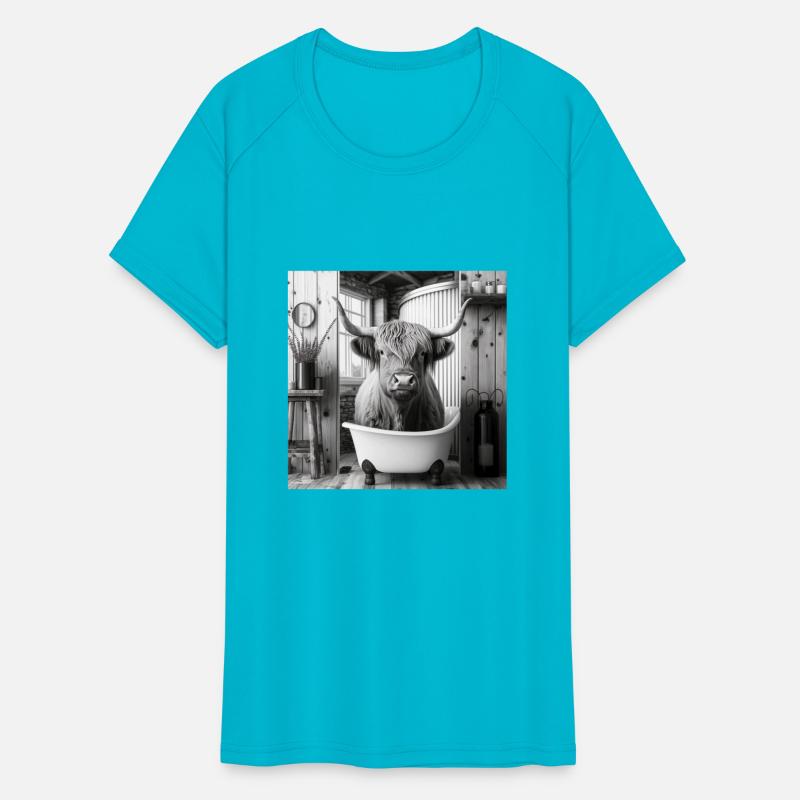 Highland Cow Canvas Wall Art Funny Animal Bathing