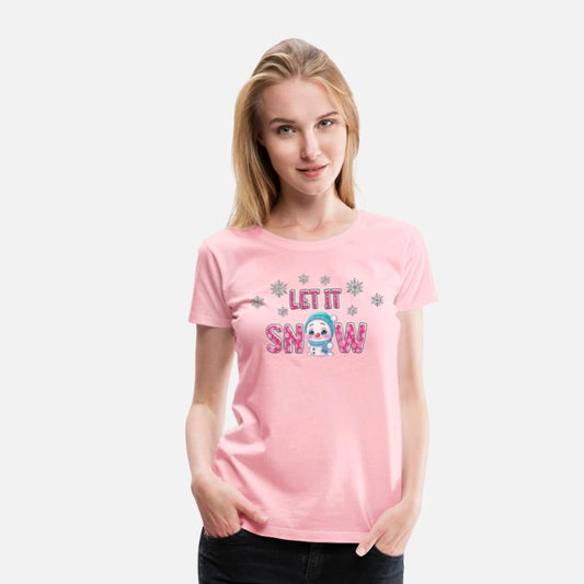 Let It Snow Pink Style: Adorable Snowman Sweater E