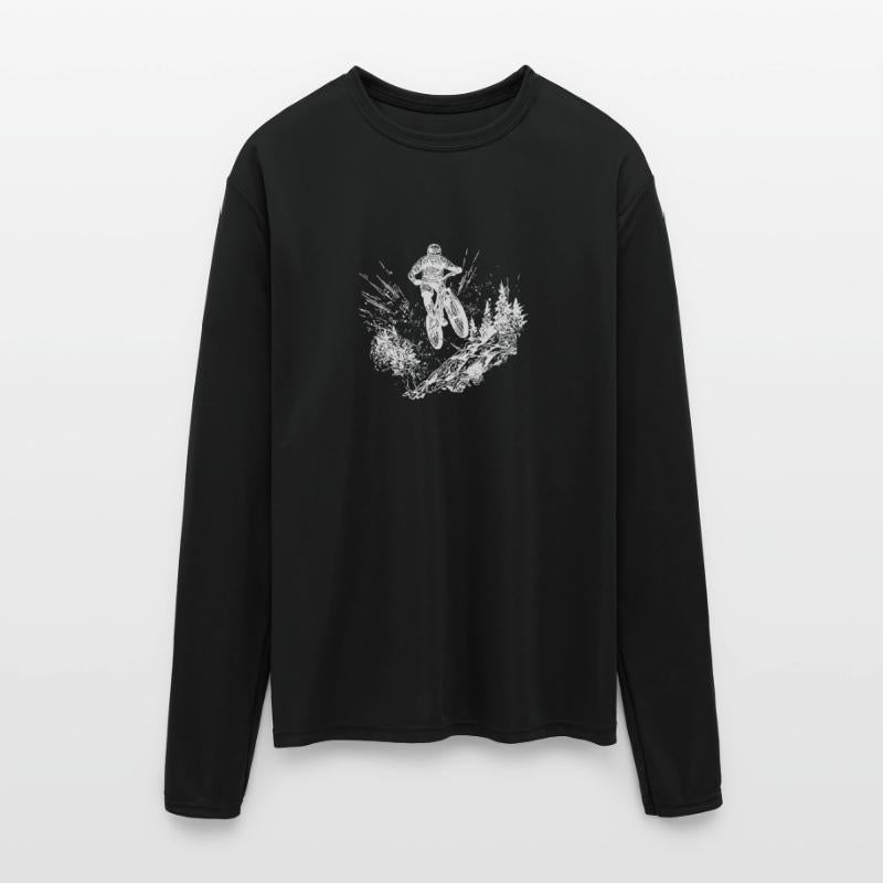 Mountain Bikers With Bike Up The Mountain