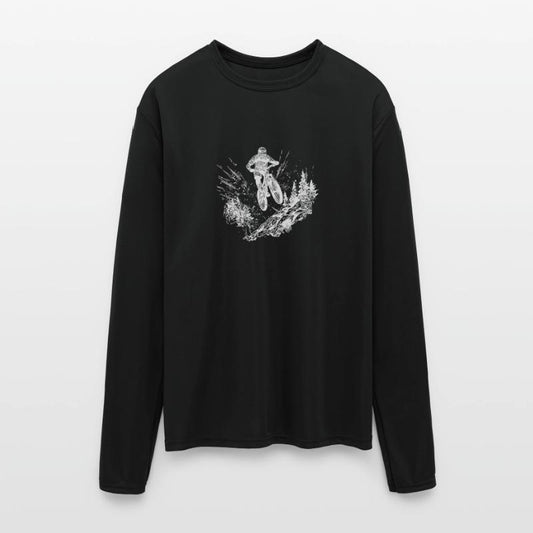 Mountain Bikers With Bike Up The Mountain