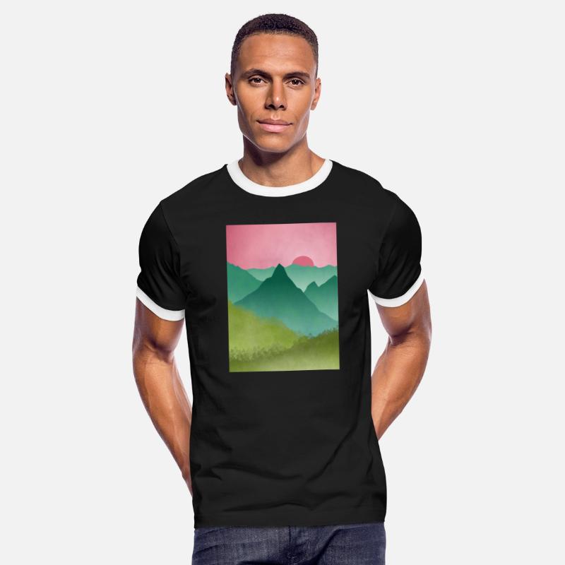 Mountains in a pink sky