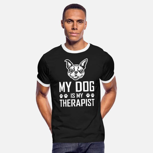 My Dog is My Therapist Boston Terrier Tshirt