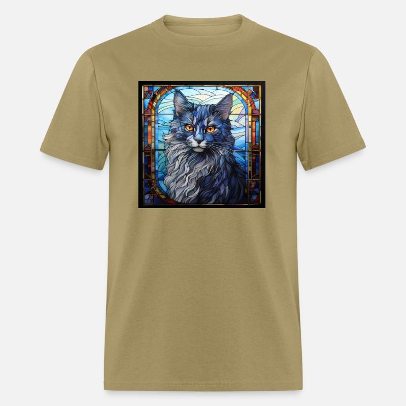 Nebelung cat in stained glass